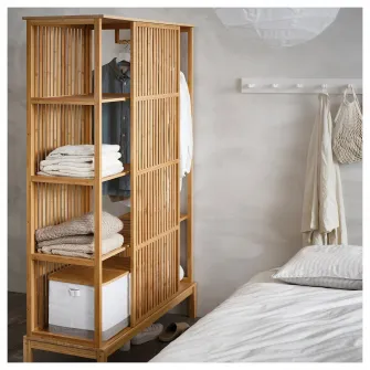 IKEA NORDKISA Dulap deschis cu usa glisanta, bambus, 120x186 cm