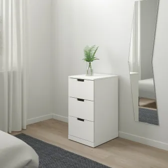 IKEA NORDLI Comoda 3 sertare, alb, 40x76 cm