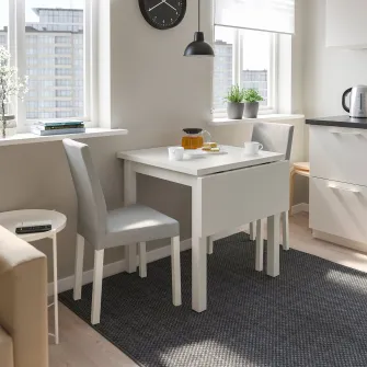 IKEA NORDVIKEN Masa cu extensie plianta, alb, 74/104x74 cm
