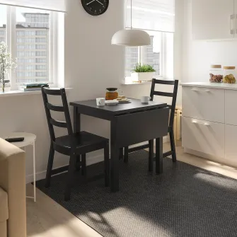 IKEA NORDVIKEN Masa cu extensie plianta, negru, 74/104x74 cm