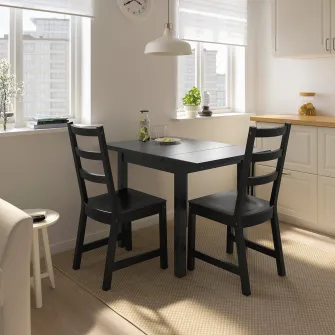 IKEA NORDVIKEN Masa cu extensie plianta, negru, 74/104x74 cm