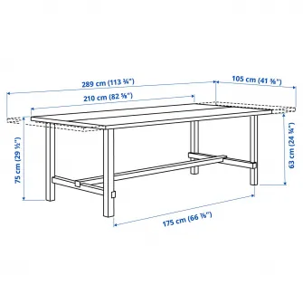 IKEA NORDVIKEN Masa extensibila, negru, 210/289x105 cm