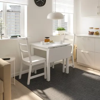 IKEA NORDVIKEN / NORDVIKEN Masa + 2 scaune, alb/alb, 74/104x74 cm