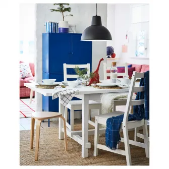 IKEA NORDVIKEN / NORDVIKEN Masa + 4 scaune, alb/alb, 152/223x95 cm