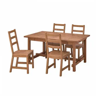 IKEA NORDVIKEN / NORDVIKEN Masa + 4 scaune, aspect antichizat/aspect antichizat, 152/223x95 cm