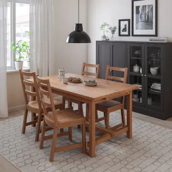 IKEA NORDVIKEN / NORDVIKEN Masa + 4 scaune, aspect antichizat/aspect antichizat, 152/223x95 cm