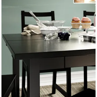 IKEA NORDVIKEN / NORDVIKEN Masa + 4 scaune, negru/negru, 152/223x95 cm