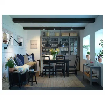 IKEA NORDVIKEN / NORDVIKEN Masa + 4 scaune, negru/negru, 152/223x95 cm