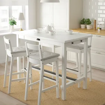 IKEA NORDVIKEN / NORDVIKEN Masa bar+4 scaune, alb/alb