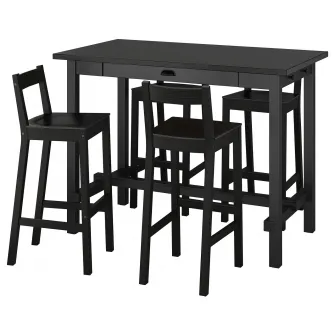 IKEA NORDVIKEN / NORDVIKEN Masa bar+4 scaune, negru/negru