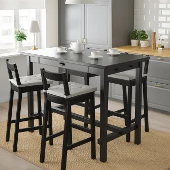 IKEA NORDVIKEN / NORDVIKEN Masa bar+4 scaune, negru/negru