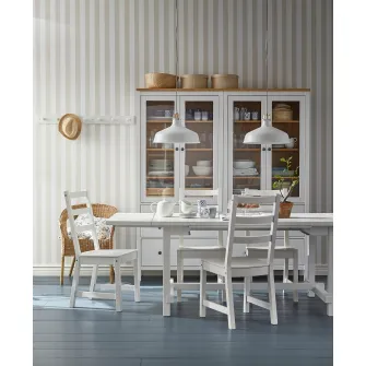 IKEA NORDVIKEN / NORDVIKEN Masa+6scaune, alb/alb, 210/289x105 cm