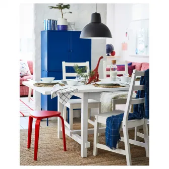 IKEA NORDVIKEN / NORDVIKEN Masa+6scaune, alb/alb, 210/289x105 cm