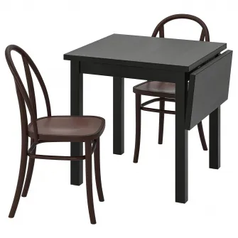 IKEA NORDVIKEN / SKOGSBO Masa + 2 scaune, negru/maro-i, 74/104 cm