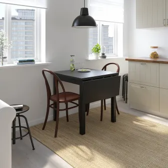 IKEA NORDVIKEN / SKOGSBO Masa + 2 scaune, negru/maro-i, 74/104 cm