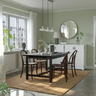 IKEA NORDVIKEN / SKOGSBO Masa + 4 scaune, negru/maro-i, 152/223 cm