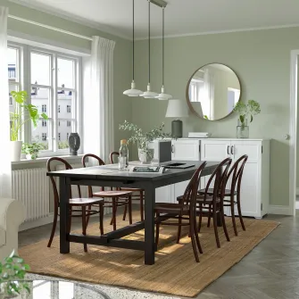 IKEA NORDVIKEN / SKOGSBO Masa+6scaune, negru/maro-i, 210/289 cm