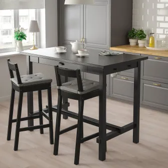 IKEA NORDVIKEN Scaun bar cu spatar, negru, 75 cm