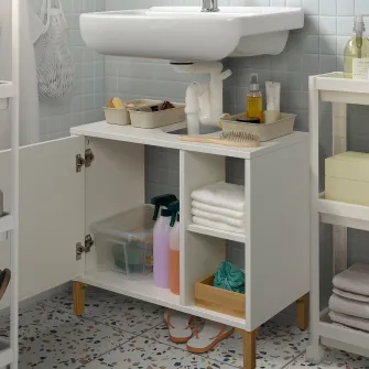 IKEA NORSÄLVEN Masca pentru lavoar, cu usa alb, 60x55x32 cm