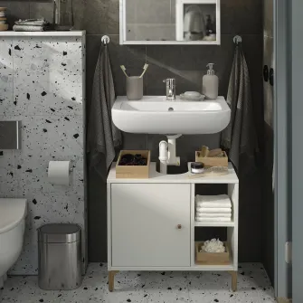 IKEA NORSÄLVEN Masca pentru lavoar, cu usa alb, 60x55x32 cm