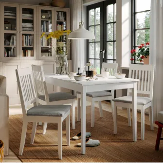 IKEA NÄSINGE Scaun, alb/Tibbleby bej-gri