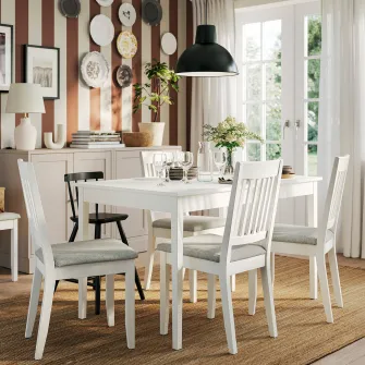 IKEA NÄSINGE Scaun, alb/Tibbleby bej-gri