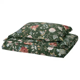 IKEA NÄSSELKLOCKA Husa pilota+fata perna, gri inchis-verde/multicolor, 150x200/50x60 cm
