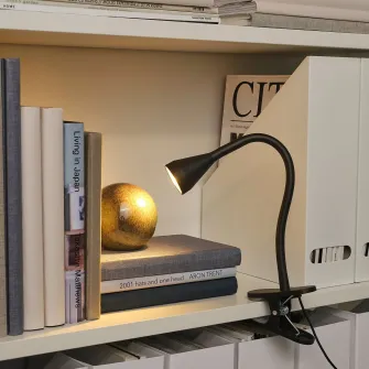 IKEA NÄVLINGE Lampa LED+clema, negru