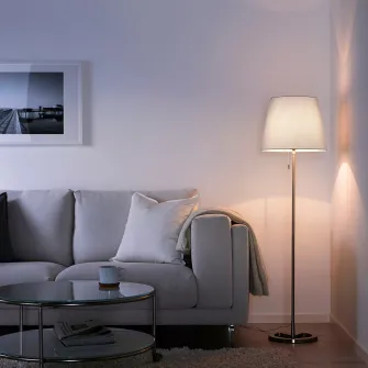 IKEA NYFORS Lampadar, nichelat alb