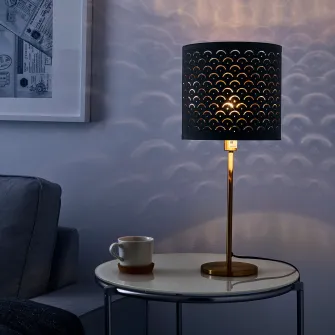 IKEA NYMÖ Abajur, negru/alama, 24 cm