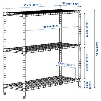 IKEA OMAR Etajera, galvanizat, 92x36x94 cm