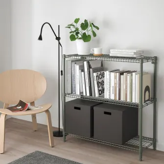 IKEA OMAR Etajera, gri-verde, 92x36x94 cm