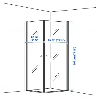 IKEA OPPEJEN Cabina de dus cu 2 usi, 86x86x202 cm