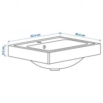 IKEA ORRSJÖN Lavoar adanc+sifon, alb, 62x49 cm