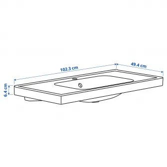 IKEA ORRSJÖN Lavoar cu sifon, alb, 102x49 cm