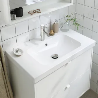 IKEA ORRSJÖN Lavoar cu sifon, alb, 82x49 cm