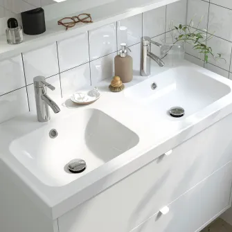 IKEA ORRSJÖN Lavoar dublu cu sifon, alb, 102x49 cm