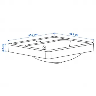 IKEA ORRSJÖN Lavoar semi-incastrat cu sifon, alb, 50x44 cm