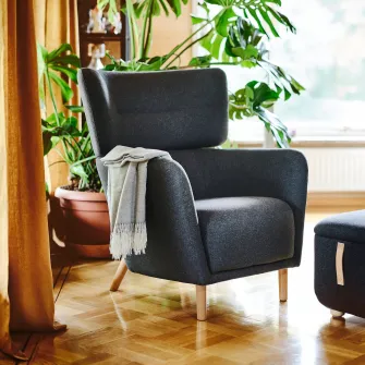 IKEA OSKARSHAMN Scaun cu brate, Gunnared negru-gri