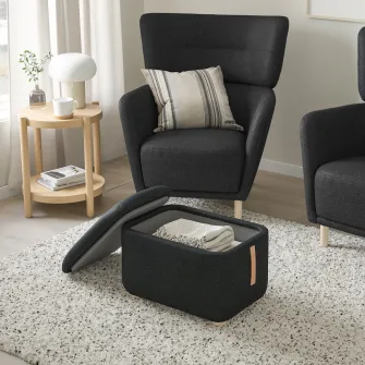 IKEA OSKARSHAMN Taburet cu depozitare, Gunnared negru-gri