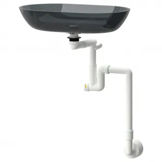 IKEA OXMYREN Lavoar/blat, sticla/gri inchis, 56x35 cm