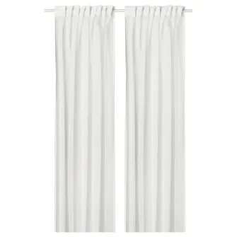 IKEA PALPLJUNGMAL Perdele transparente, 2buc, alb alb/carouri rjns, 145x300 cm