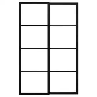 IKEA PAX 2 cadre usi glisante cu sina, negru, 150x236 cm