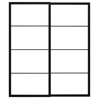 IKEA PAX 2 cadre usi glisante cu sina, negru, 200x236 cm