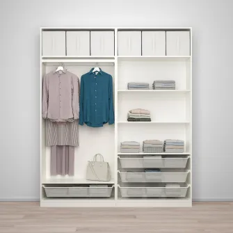 IKEA PAX / BERGSBO Combinatie dulap, alb/sticla mata, 200x38x236 cm