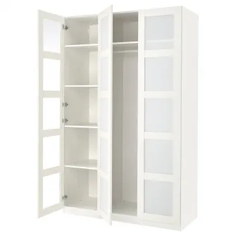 IKEA PAX / BERGSBO Combinatie dulap, alb/sticla mata/alb, 150x60x236 cm