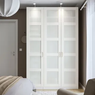 IKEA PAX / BERGSBO Combinatie dulap, alb/sticla mata/alb, 150x60x236 cm