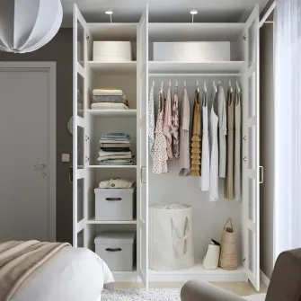IKEA PAX / BERGSBO Combinatie dulap, alb/sticla mata/alb, 150x60x236 cm