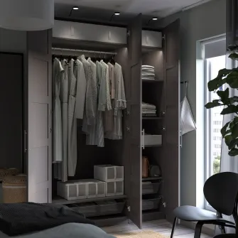 IKEA PAX / BERGSBO Combinatie dulap, gri inchis, 150x60x236 cm