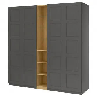 IKEA PAX / BERGSBO Combinatie dulap, gri inchis gri inchis/aspect stejar, 235x60x236 cm